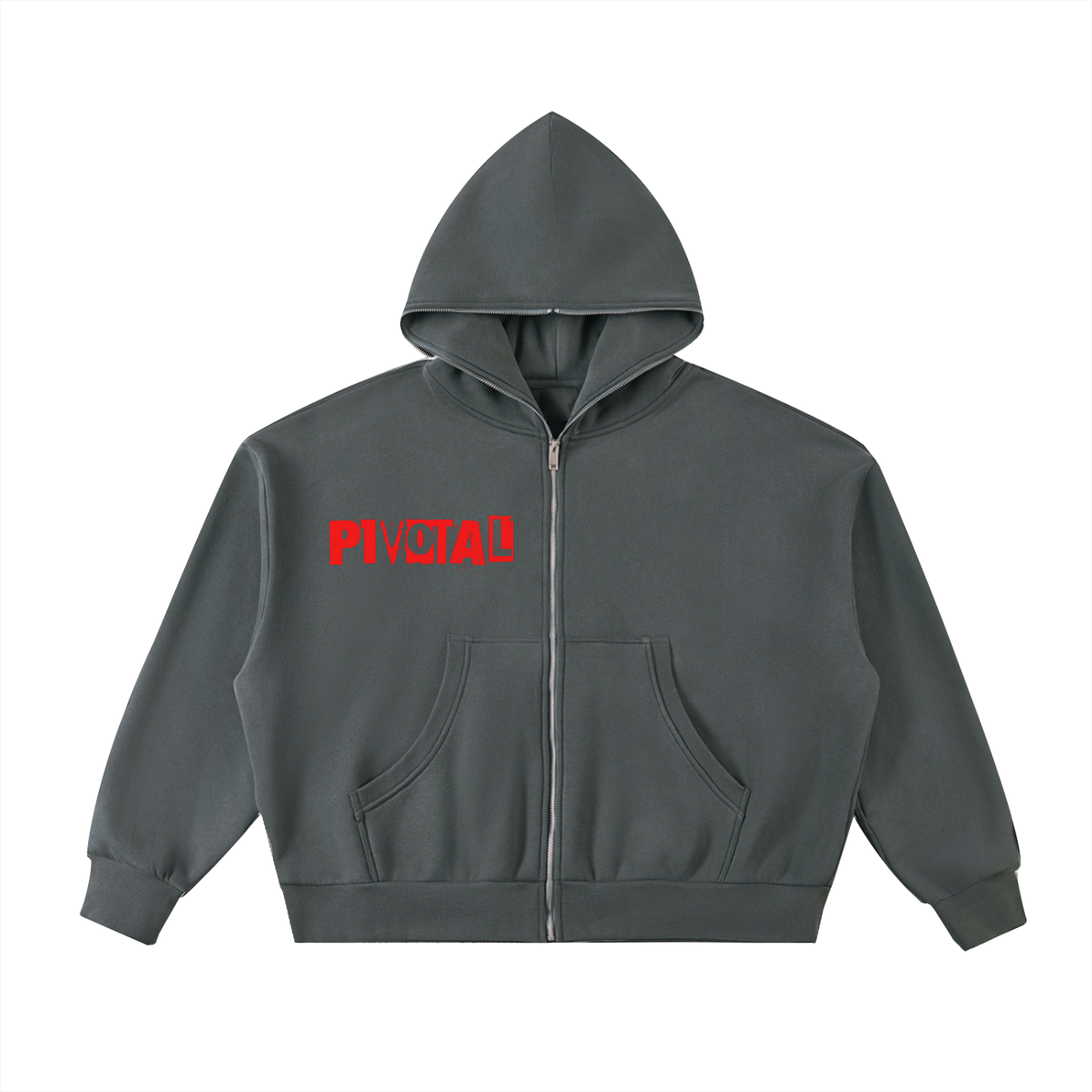 Fleeced Full-Zip Boxy Hoodie